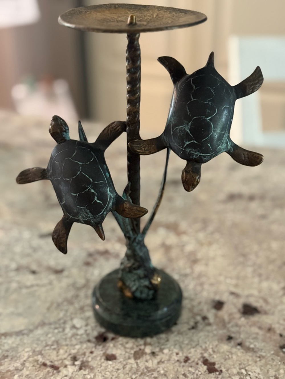 Metal Turtle Candle Holder Vintage Brass San Pacific Coastal Beachy